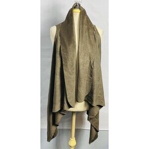 Demdaco Olive Suede Flowy Open Front Tunic Vest One Size NWT